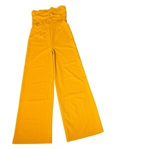 Strapless Jumpsuit Size L Twist Front‎ Wide Leg Yellow Party sexy